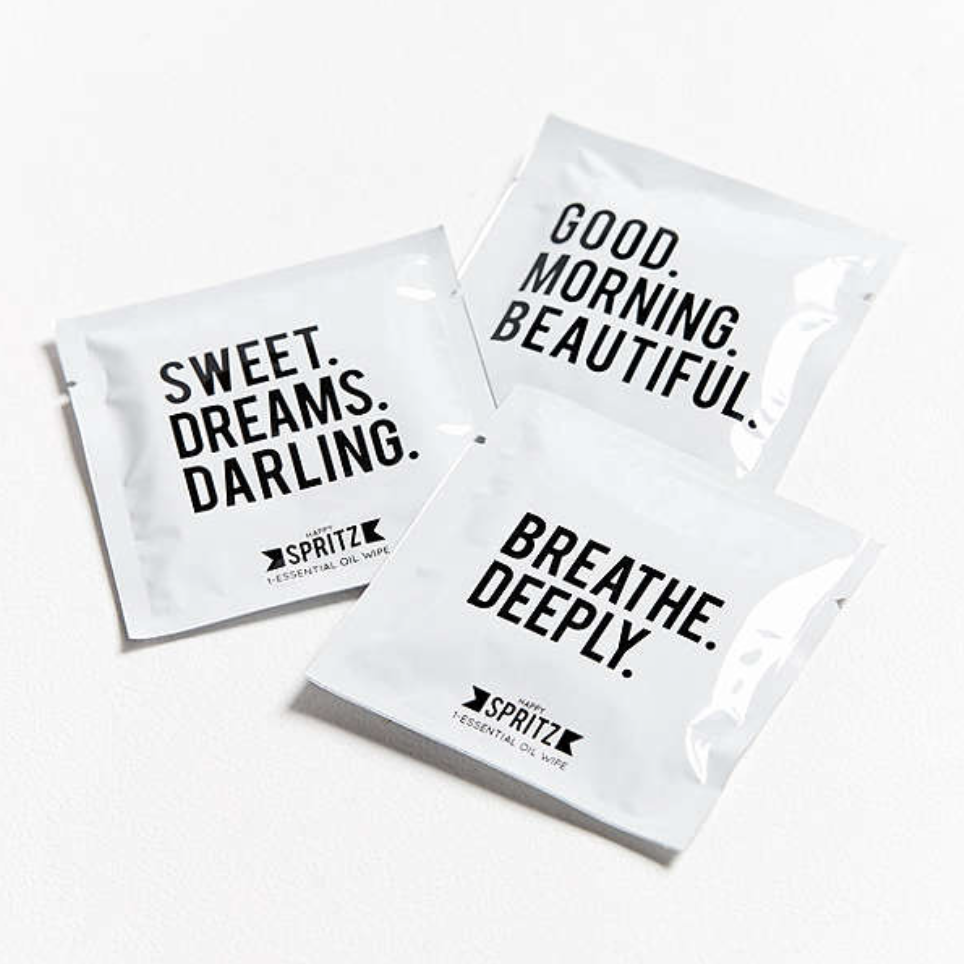 Daily Face Wipes Trio Bag of Essential Oil Towelettes Happy Spritz